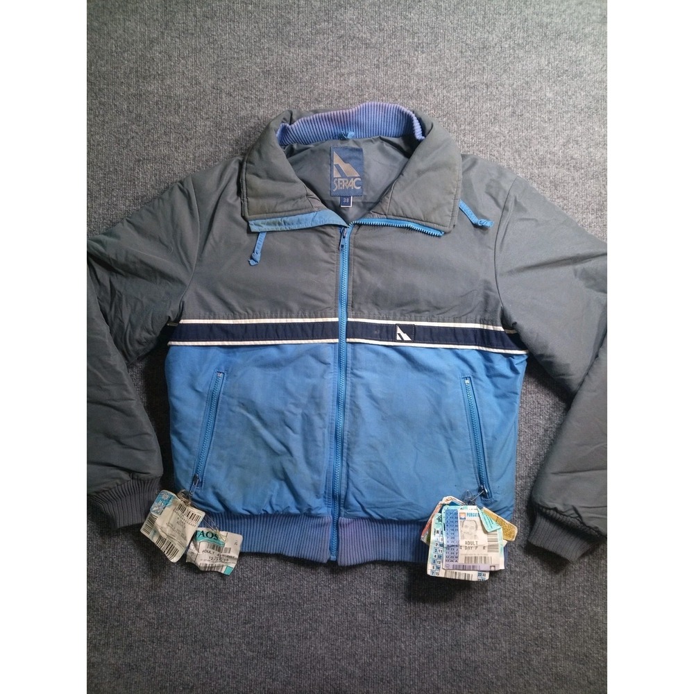 Vintage SERAC Ski Jacket Mens 38 Blue Made USA Insulated Winter Coat A-Basin